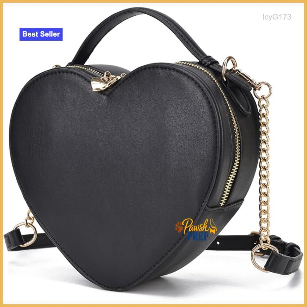 Heart Shaped Satchel Crossbody Purse, Adjustable Strap, Zip Closure